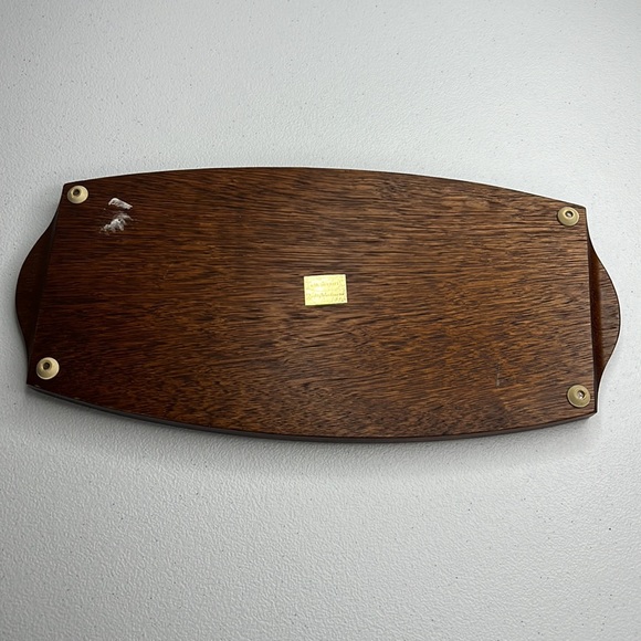 Vintage Gail Craft Cheeseboard Wood & Ceramic Tile Appetizer Serving Tray MCM - Picture 4 of 12